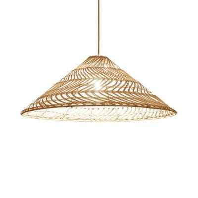 China Ethnic Farmhouse Style Environmental Protection Bamboo Strips Woven Restaurant Chandelier for sale