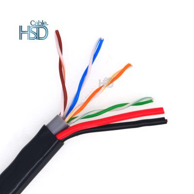 China PC 4/2 Pair 24Awg CCTV Cable 24Awg Outdoor Network Cable Siamese PR Cat5 Cat5E With Power 100M for sale