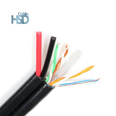 China PC Outdoor Cat6 Network Cable Cat 6 UTP Cat6 4 Pair 24AWG 100m Cat6 Price With Power Cable CCTV For Security Camera Cameras for sale