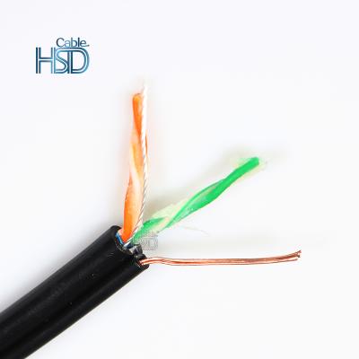 China 2Pair Lan Cable Aerial PC Resistance 24awg Outdoor UV Internet Cable With Steel Messenger Gel And Jelly Filled Cat 5e for sale