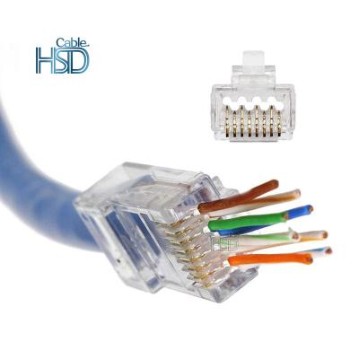 China audio & Video 100pcs Per Bag Cat6 EZ Pass Through Standard Unshielded UTP Connector 23AWG RJ45 8 Pin Double Row 1.2mm Diameter Best Price for sale