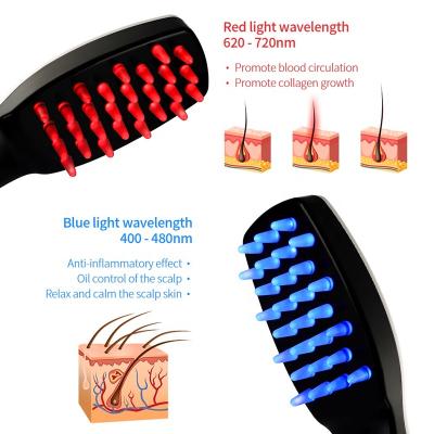 China Vibration Massage / Hair Comb LED Light Therapy Hair Brush Smooth Electric Vibration / Laser USB Phototherapy Massage Comb Anti Hair Loss Anti-Inflammatory Rechargeable Scalp Care for sale