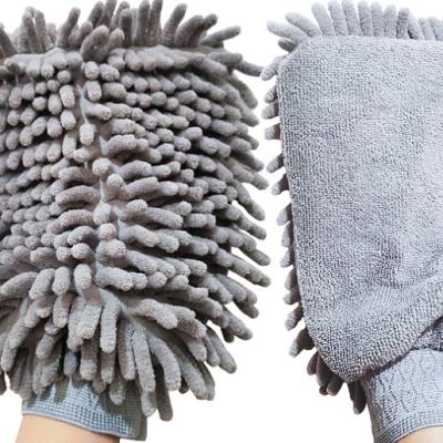 China Stocked Household Dusting Glove Clean Both Sides Chenille Glove For Oil, Wax, Polish, Rag Furniture, Piano Leather Sofa for sale