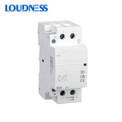 China For Crcuit Protection 2P 63A 220V/230V 50/60HZ Din Rail Household AC 1NO+1NC Contactor for sale