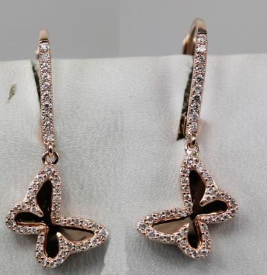 China 18K Yellow Gold Micro Setting Diamonds Butterfly Earring KGE001453 for sale