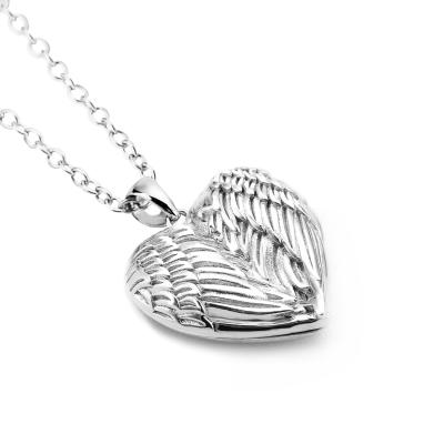 China S925 Sterling Silver Angel Wings Heart Necklace Locket for sale