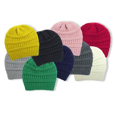 China COMMON Soft Thick Winter Beanie Hats For Women Warm Striped Beanie Knit Unisex Cuffed Beanies for sale