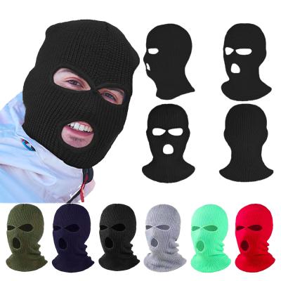 China Winter COMMON Balaclava Face Mask Knitted Full Face Cover 3 Hole Ski Mask Unisex Knitted Balaclava for sale