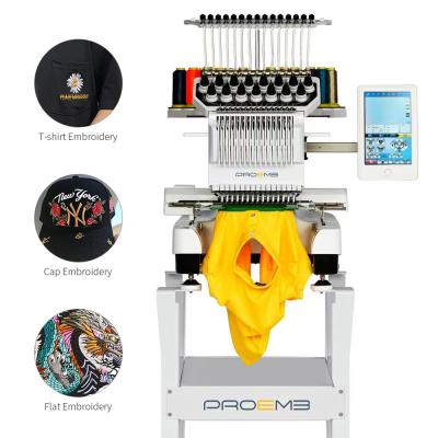 China Best Embroidery PROEMB Hat/T-shirt/flat/3D/sequin/cording/beading Embroidery Machine Single Head Multi Function High Speed ​​Servise Computer Hat T-shirt Garment Embroidery Machine for sale