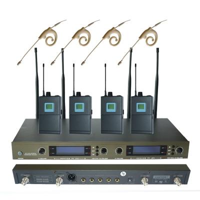 China 4 Channels Wireless Microphone U-4004 UHF Four Channel Wireless MIC with 4 E-7 High Quality Soft Mini Single Ear Condenser Microphone for sale