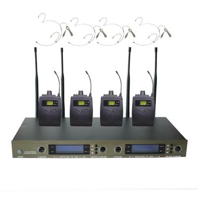 China Wireless Microphone U-4004 4 Channel Four Channel Wireless Mic System With Small Headset Microphone HM-4021 Beige for sale