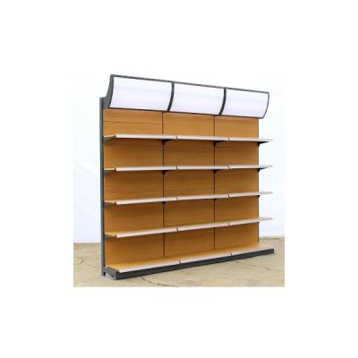 China High quality single sided / double sided display stand gondola double sided shelving for supermarket wood grain shelves for sale