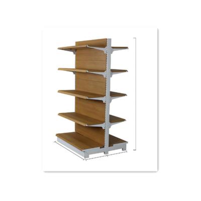 China Single Sided / Double Sided Shelf Commercial Pharmacy Shelves Wooden Grain Store Shelves Shelving Display Gondola Rack for sale