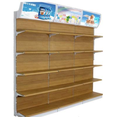 China Single-sided/double-sided factory selling multi-functional supermarket grain wood shelf retail store shelves for sale