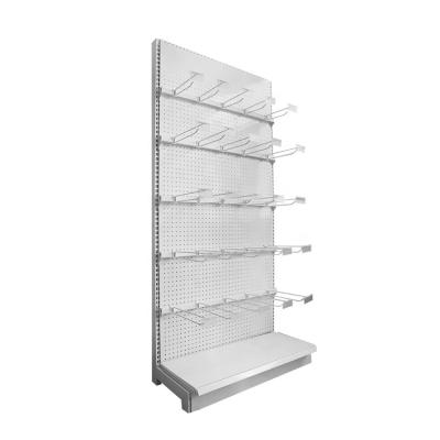 China Good quality single sided/double sided cheap price gondola supermarket retail store storage for sale light duty steel hook shelf for sale