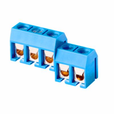 China PA66 5.0 MM Pitch Screw Terminal Block KF301WJ301 Vertical Right Angle Pin 16A 250V PCB Terminal Block Brass Connector for sale