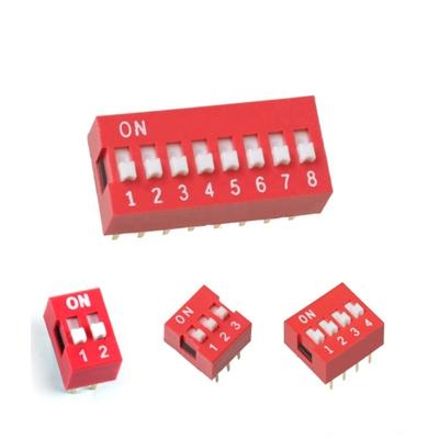 China PBT UL94V-0 1P 2P 3P 4P 5P 6P 7P 8P 9P 10P 12P RED PBT UL94V-0 DIP SWITCH MM 2.54mm Pitch 1.27 BLACK DIP SWITCHES CONNECTOR for sale