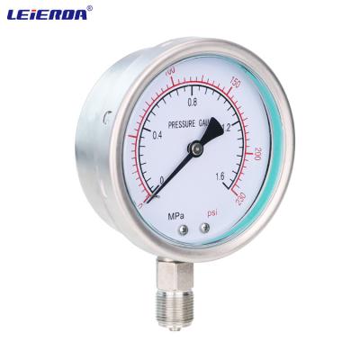 China Leierda 4inches 100mm LPG100BFXX OEM Stainless Steel Economy Pressure Gauge for sale