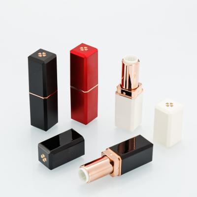 China Hot Selling Cosmetic Black Rose Gold Luxury Lipstick Tube 12.1mm Diameter White Red White Four-leaf for sale