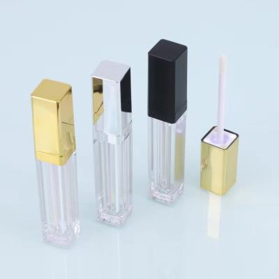 China Luxury Custom Cosmetic Private Label 7ml Gold Lip Gloss Tube Silver Black Pink Led Light Lip Gloss Tubes With Mirror for sale