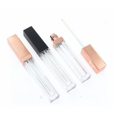 China Gold 5ml Private Label Lip Gloss Tubes High Quality Cosmetic Acrylic Square Empty White Black Lip Gloss Tubes for sale