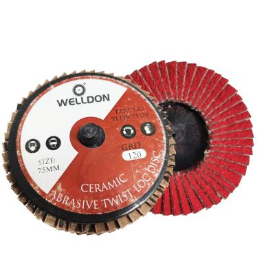 China 2 Inch Quick Change Disc Small Mini Emery Chuck Aluminum Oxide Flap Wheel Ceramic Polishing Grinding Wheel for sale