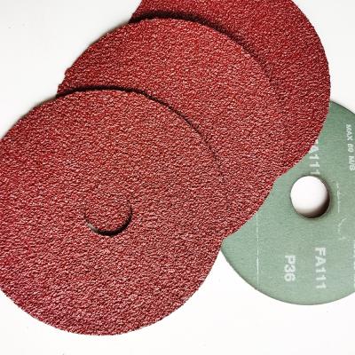 China WELLDON 4inch 4.5inch 7inch Fiber Disc Polishing Pad Aluminum Oxide Sandpaper Polishing Sanding Disc for sale