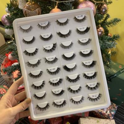 China Hot Sale Christmas Natural Soft Eyelash Lash Curly Wick Bulk Strips Eyelashes Eyelash Strips Christmas Bulk Eyelashes for sale