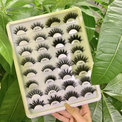 China Mink Lashes Fluffy Soft Wispy Natural False Eyelashes Good Makeup False Eyelashes Volume Soft Natural Cross Eye Lashes With Suitcase Packing for sale