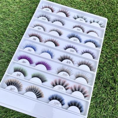 China New Natural Soft Eyelash Style Color Strip Lashes And Unique Custom Colored Box Products China Packaging False Eyelashes for sale