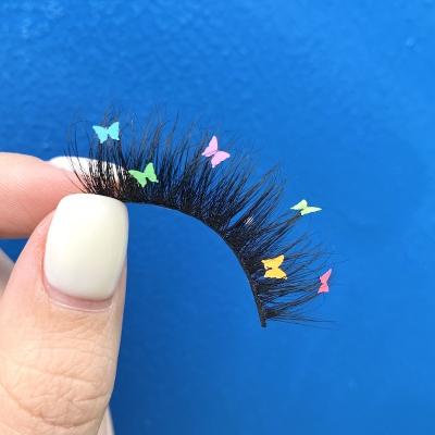 China Wholesale Natural Soft Eyelash False Mink Lashes Glitter Mink Decorated Eyelashes Sequin Lashes Butterfly Eyelash With Packing Box for sale