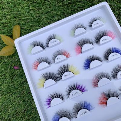 China Lashes With Color Best Create Own Brand 8d Custom 3 Pairs Cat Lashes Strip 15mm 16mm Cat Eyelashes Red Pink Colorful Cat Spot for sale