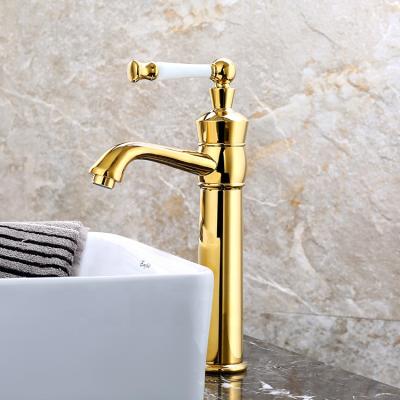 China Modern Single Hole Basin Faucets Bathroom Faucets Antique Brass Gold Metered Basin Faucet for sale