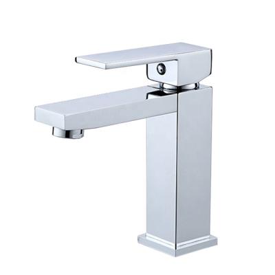 China Cheap Contemporary Square Bathroom Taps Brass Metered Water Basin Faucet for sale