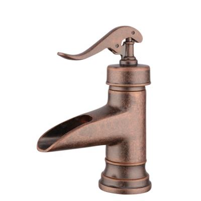 China Brass Bronze Brass Metered Faucets Antique Basin Waterfall Faucet Faucets For Bathroom Sink Vessel for sale