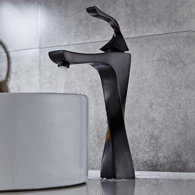 China Metered Faucets Hot Cold Water Bathroom Mixer Tap Black Antique Brass Water Tap for sale