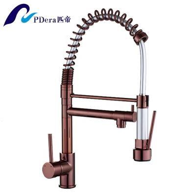 China Contemporary Chrome Brass Pull Out Spring Kitchen Mixer Sink Faucet for sale