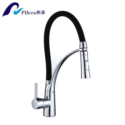 China Thermostatic Faucets Pull Down Flexible Spray Spout Kitchen Faucet With Swivel Spout for sale