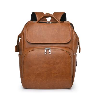 China With Custom Leather Mummy Diaper Bag Luxury USB PU Stroller Diaper Baby Bag Maternity Backpack With Changing Station for sale