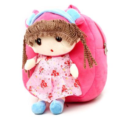 China New Cartoon Kids Stuffed Animal Trolley School Girl Kindergarten Infant Cute Lightweight Backpack Small Middle Class Child Plush Fur Mochila for sale