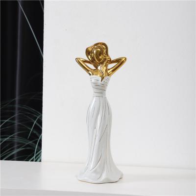 China Contemporary Modern elegant woman shape crafts ceramic decor ornaments home decoration living room for sale