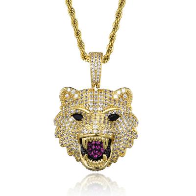 China Hiphop Hip Hop Tiger Head Pendant Animal Necklace For Men WithTwist Chain Necklace Jewelry Gift for sale