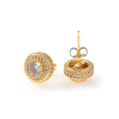 China Wholesale BOHEMIA Women's Accessories Gold Color Punk Jewelry Iced Out Luxury Retro Zircon Hip Hop Stud Earrings For Men for sale