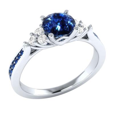 China New CLASSIC Blue Sapphire Zircon Ring Exquisite Engagement Wedding Ring for sale