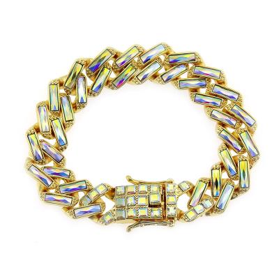 China Colorful Hiphop Zircon Rainbow Bracelet For Women Gold Crystal Charm Bracelets & Bangles Jewelry Gift for sale