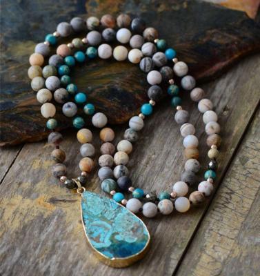 China Hiphop Fashion Boho Jewelry Natural Stones With Necklaces Women Bohemia Necklace Precious Pendant Gift for sale