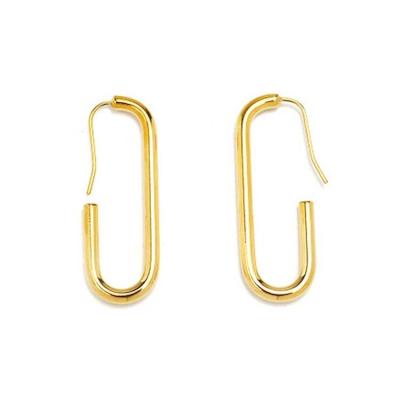 China CLASSIC Korean Simple Brass Stud Earrings Pin Earrings Oval Geometry Hook Safety Earrings for sale