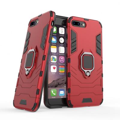 China 360 Metal Shockproof Scratchproof Kickstand Armor Ring Holder Smartphone Magnetic Hybrid Back Cover for Iphone 7 plus Rugged Armor Cover for sale