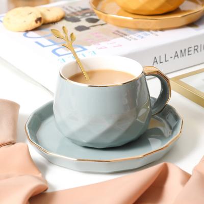 China Luxury Handcrafted Ceramic Home Tea Cup & Saucer Coffee Espresso Latte Latte Colors Stocked Ceramic Coffee Cup & Saucer for sale