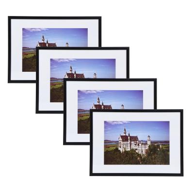 China 4pcs metal package A4 picture frame, metal photo frame, black slim gallery frame with plexiglass for sale